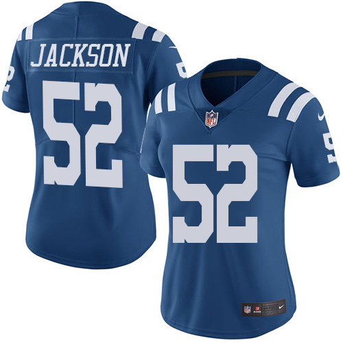 Women's Limited D'Qwell Jackson Nike Jersey Royal Blue - #52 Rush NFL Indianapolis Colts